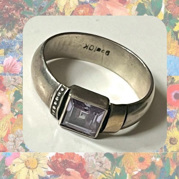 🌀vintage silver detailed ring with purple jewel - Picture 1 of 8